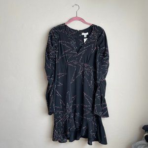 Topshop / Black Long Sleeve Star Mini Dress